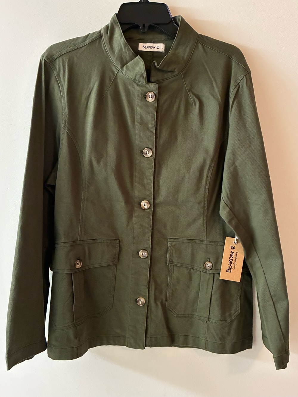 BearPaw Olive Utility Jacket with Button Front
